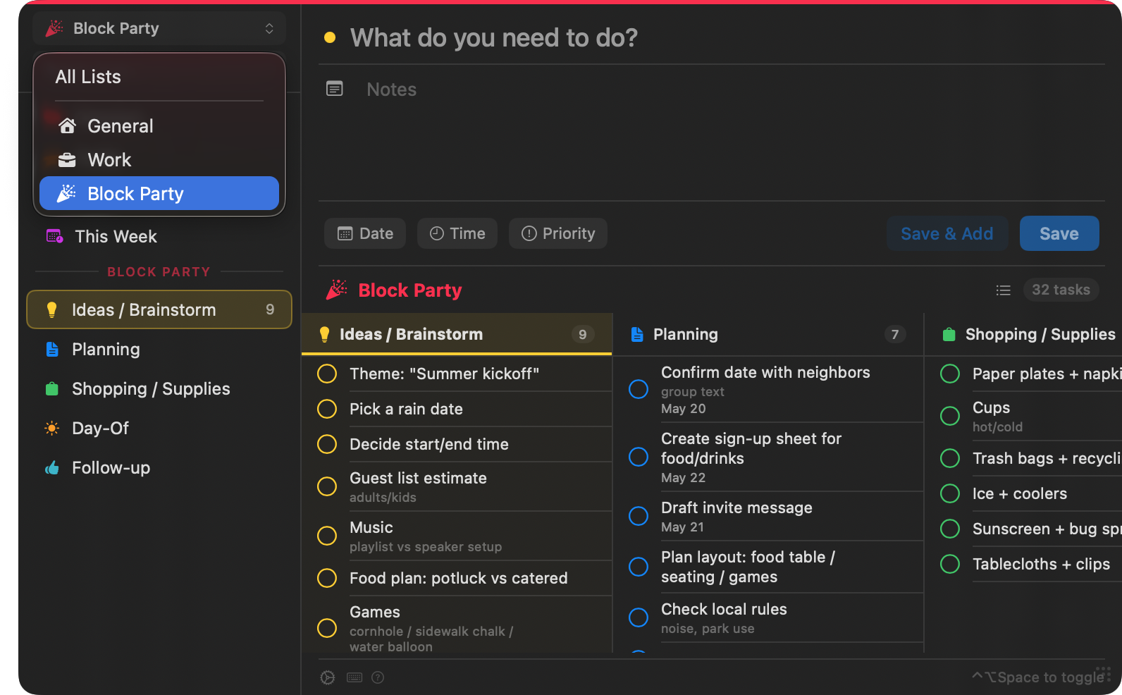 The Kanban projects view